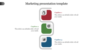 Marketing design template with a three step vertical path showing icons for shopping, goal setting, and analytics. 