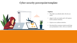 An illustrated slide depicting a cyber security theme with a hooded figure attempting to breach a computer with captions.
