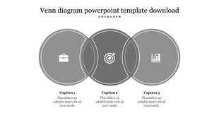 Horizontal grayscale Venn layout showing three overlapping circles with business-themed icons and matching text labels.