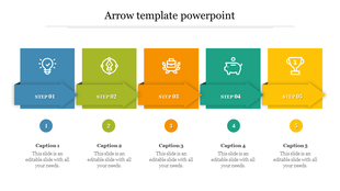 Business workflow diagram featuring colorful step-by-step blocks with arrows, icons, and numbered captions below.