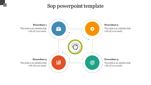 3D style digital marketing slide featuring six red segments with white icons and customizable text and descriptions below.