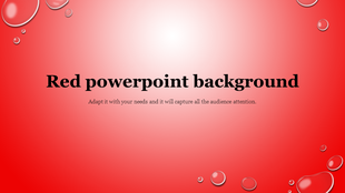Red gradient background with a glossy effect and water drop like shapes scattered around the corners.