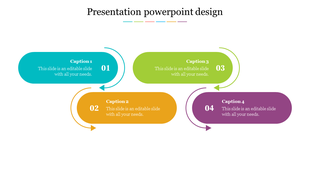 Horizontal infographic with four colorful steps, each labeled with a number and arrow connector linking the rounded segments.