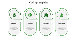 Four icons representing different stages with descriptive captions, each with an arrow pointing to the next.