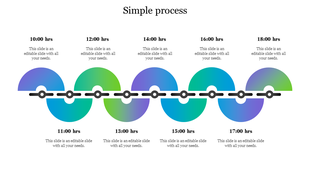 Colorful circular process diagram with eight linked time segments, each marked with an hour and  placeholder text areas.