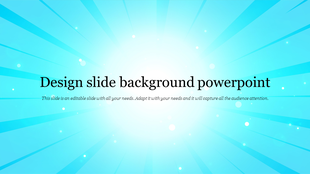 PowerPoint slide with a vibrant blue background featuring rays of light and floating particles.