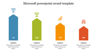 Microsoft PowerPoint slide with four award icons representing the 1st, 2nd, 3rd, and 4th positions, with captions.