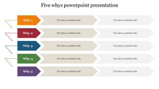 Five colored arrow labels in orange, red, blue, green, and purple on the left, leading to aligned beige text spaces.
