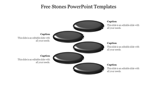 Stones based PowerPoint template with captions beneath each black stone.