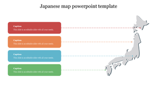 Gray Japanese map linked to with four colorful rectangles in red, orange, blue, and green on the left.