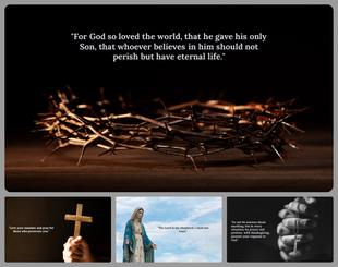 A religious PPT slides background featuring a crown of thorns and biblical quotes from the Bible about love, prayer, and faith.