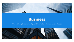 Business PowerPoint slide featuring a cityscape background with a blue header.