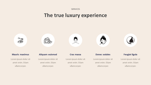 Spa themed layout with icons representing eye makeup, spa cream, facial care, and beauty services under service titles.