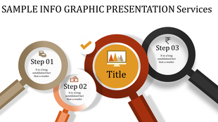 Circular infographic with magnifying glasses labeled, emphasizing financial and document icons surrounding a title.