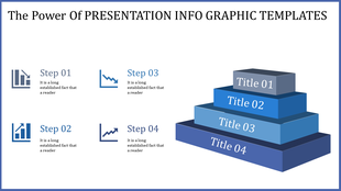 Infographic style PowerPoint template with steps and titles arranged in a pyramid structure, featuring charts and arrows.
