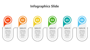 Infographic slide with three circular segments showing percentages and stages labeled 3 titles with placeholder text.