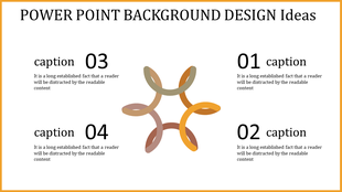 Circular interlocked design in earthy tones at the center with four numbered captions in corners for a clean layout.