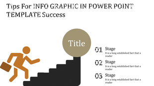 Infographic slide featuring a person climbing stairs with three stages, each labeled and accompanied by explanatory text.
