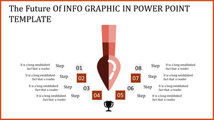 Infographic featuring a red pin shape at the center with eight numbered steps arranged in a circular layout.