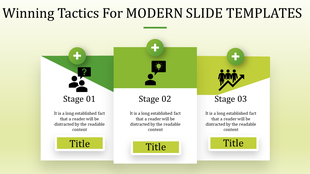 Modern slide design highlighting three stages with icons for collaboration, innovation, and growth with placeholder text.