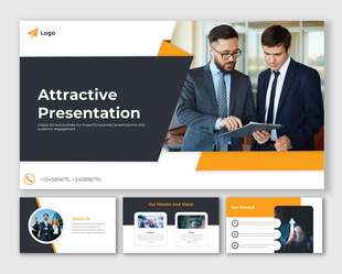 Business PPT slides featuring a professional design with a modern layout, showcasing attractive images.