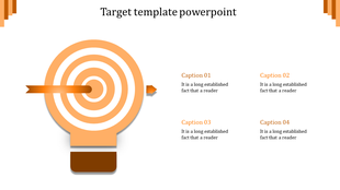 Target infographic with a lightbulb-shaped design, featuring concentric circles and an arrow passing through the center.