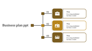 Business process diagram showcasing a structured layout with three key steps, connected by thin lines and square connectors.