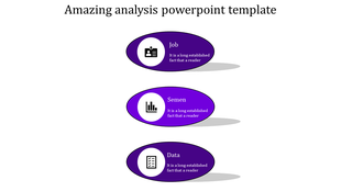 Effective ways to analysis slide with options Job, Semen, and Data, each represented by purple icons and descriptive text.