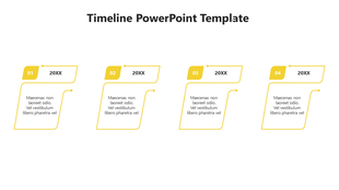 Orange timeline template with four stages labeled from 01 to 04, with caption areas each connected to text boxes.
