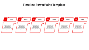 Horizontal green timeline showing six sequential steps with numbered markers and placeholder text boxes.
