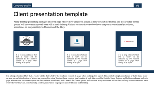 Client presentation slide featuring three company logos MountainBike, ClientTalk, and Innovaccer, with placeholder text.