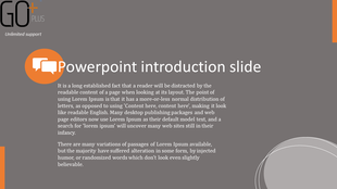 Introduction slide with a gray background, white text, and an orange circle on the left with a chat icon.
