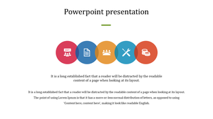 A PowerPoint presentation slide with colorful icons representing various concepts accompanied by descriptive text.