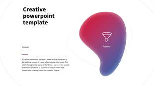 Creative slide with a funnel icon and text, alongside a title and description on a white background.