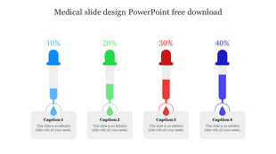 Medical slide featuring four thermometers in blue, green, red, and purple, with percentage labels and captions below.