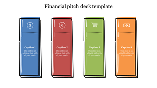 Financial portfolio slide with images of a pink piggy bank, rolled currency, and a house model with coins.