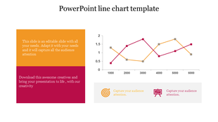 Line chart template with two lines and labeled data points, along with caption blocks on the left.