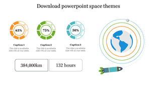 Illustrated space layout featuring Earth, a rocket on a dotted path, three gauges, and labeled distance and time blocks.