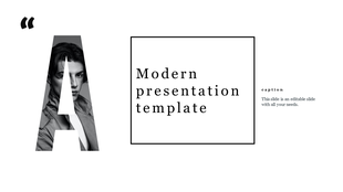 Modern presentation slide featuring a stylish layout with a bold letter A and space for a caption.