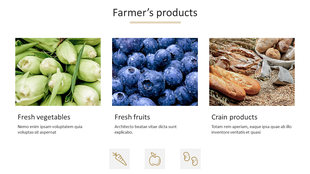 PowerPoint slide with images of corn, blueberries, and bread representing farmer’s fresh products.
