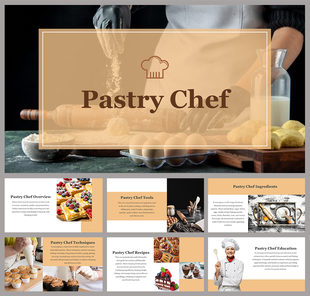 A pack of Pastry chef slides with various related topics and images with text descriptions.