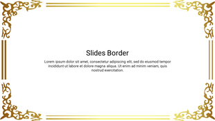 PowerPoint slide with ornate gold and brown fancy border design with a bold title text and a caption area at the center.