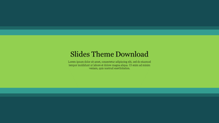 Banner theme slide with green and blue stripes with placeholder text.