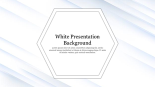Minimalist slide with a central white hexagon containing text, set against a clean white and soft gradient diagonal backdrop.