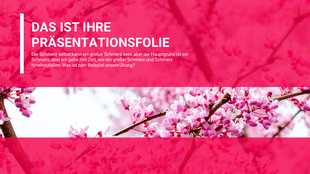 Google PrÃ¤sentationen Designs layout featuring pink blossoms and in uppercase German text over a red gradient band.