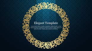 Elegant golden circular pattern on a dark teal background with placeholder text area in the center.