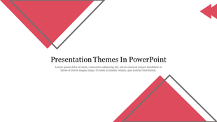Geometric themes slide with abstract red triangles on opposite corners and central black text for title and subtitle.