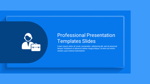 Blue-themed slide with an icon of a person and briefcase on a dark blue shape on the left and text on the right.