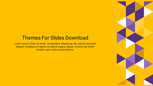 Yellow slide with black title text in the center and a right column of multicolored triangles in purple, gold, and white.