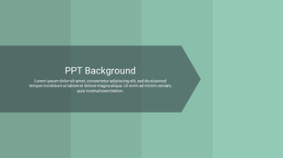 Minimal design slide with layered green background and a central arrow banner holding title and placeholder text.